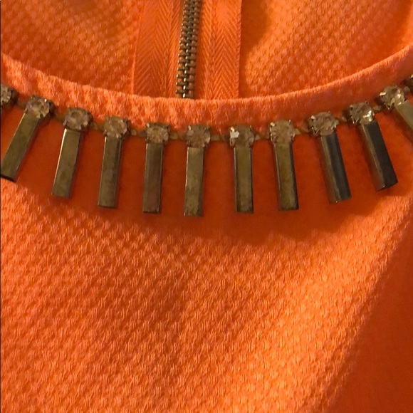 Orange Tank with metal and jeweled neckline - Picture 2 of 3